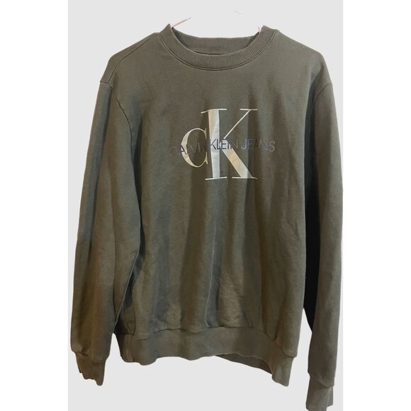 Calvin Klein Pullover M Green Graphic Blended Fabric - Picture 1 of 2